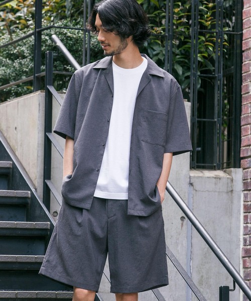 URBAN RESEARCH（アーバンリサーチ）の「『セットアップ対応』『吸水速乾』ドライメランジショートスリーブシャツ（シャツ/ブラウス・メンズ・ベージュ/ブラック/チャコールグレー・SMALL/MEDIUM/LARGE）」の6枚目の写真