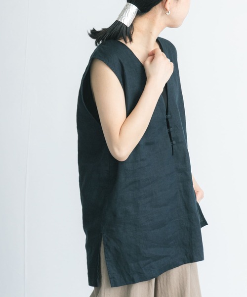 FORK&SPOON（フォークアンドスプーン）の「FORK&SPOON　リネンノースリーブプルオーバー（その他トップス・レディース・ブルー系その他/オートミール・1）」の7枚目の写真