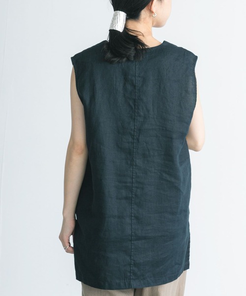 FORK&SPOON（フォークアンドスプーン）の「FORK&SPOON　リネンノースリーブプルオーバー（その他トップス・レディース・ブルー系その他/オートミール・1）」の8枚目の写真