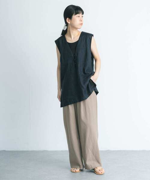 FORK&SPOON（フォークアンドスプーン）の「FORK&SPOON　リネンノースリーブプルオーバー（その他トップス・レディース・ブルー系その他/オートミール・1）」の9枚目の写真