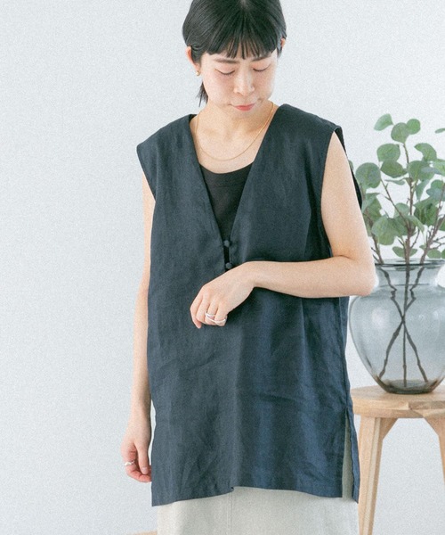 FORK&SPOON（フォークアンドスプーン）の「FORK&SPOON　リネンノースリーブプルオーバー（その他トップス・レディース・ブルー系その他/オートミール・1）」の11枚目の写真