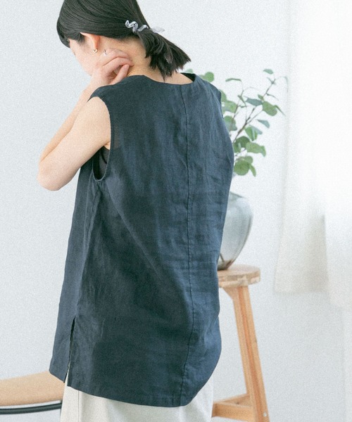 FORK&SPOON（フォークアンドスプーン）の「FORK&SPOON　リネンノースリーブプルオーバー（その他トップス・レディース・ブルー系その他/オートミール・1）」の12枚目の写真