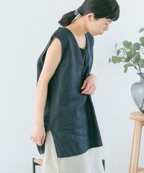 FORK&SPOON（フォークアンドスプーン）の「FORK&SPOON　リネンノースリーブプルオーバー（その他トップス・レディース・ブルー系その他/オートミール・1）」の13枚目の写真