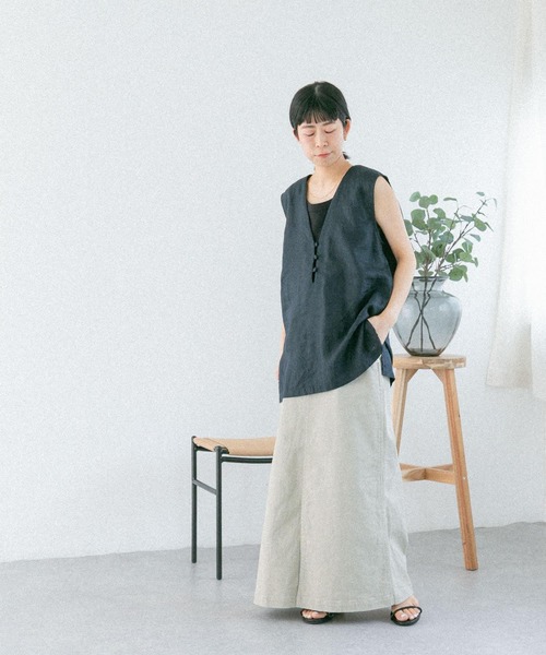 FORK&SPOON（フォークアンドスプーン）の「FORK&SPOON　リネンノースリーブプルオーバー（その他トップス・レディース・ブルー系その他/オートミール・1）」の14枚目の写真