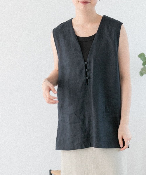 FORK&SPOON（フォークアンドスプーン）の「FORK&SPOON　リネンノースリーブプルオーバー（その他トップス・レディース・ブルー系その他/オートミール・1）」の15枚目の写真