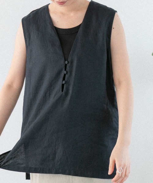 FORK&SPOON（フォークアンドスプーン）の「FORK&SPOON　リネンノースリーブプルオーバー（その他トップス・レディース・ブルー系その他/オートミール・1）」の19枚目の写真