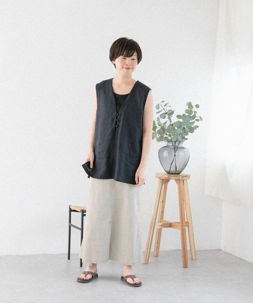 FORK&SPOON（フォークアンドスプーン）の「FORK&SPOON　リネンノースリーブプルオーバー（その他トップス・レディース・ブルー系その他/オートミール・1）」の20枚目の写真