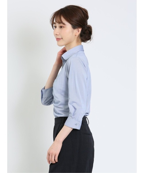 m.f.editorial(エムエフエディトリアル)の「m.f.エディトリアル レディース ノーアイロンストレッチ スキッパーギャザー ビジネスドレス7分袖ニットブラウス(ビジネスシャツ・レディース・ネイビー・X-LARGE/MEDIUM/LARGE/S)」の15枚目の写真