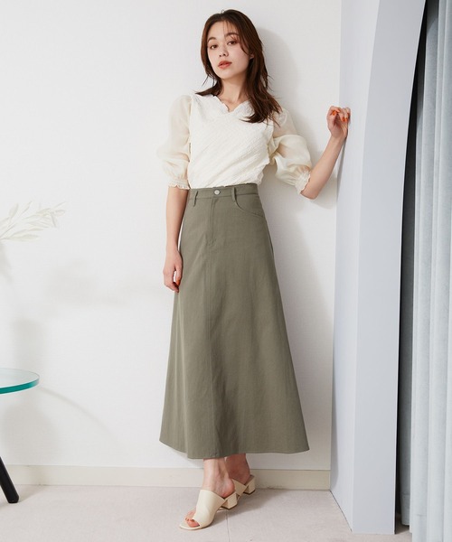 mysty woman（ミスティウーマン）の「バックレースアップスカート 906410（スカート・レディース・ライトグリーン/アイボリー/チャコールグレー・FREE）」の19枚目の写真