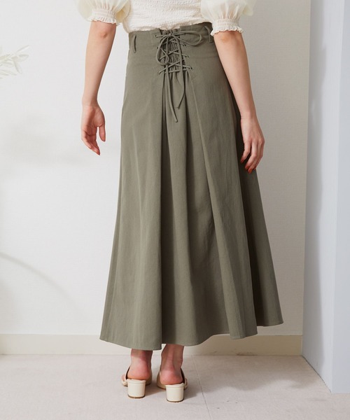 mysty woman（ミスティウーマン）の「バックレースアップスカート 906410（スカート・レディース・ライトグリーン/アイボリー/チャコールグレー・FREE）」の5枚目の写真
