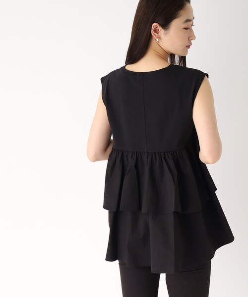 OPAQUE.CLIP（オペークドットクリップ）の「◆ティアードドッキングカットソー【イージーケア/洗濯機洗い可】（Tシャツ/カットソー・レディース・サンドベージュ/チャコールグレー/オフホワイト/ブラック・36/38/40）」の3枚目の写真