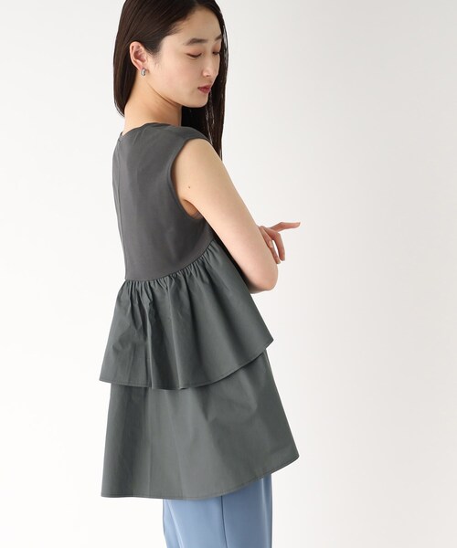 OPAQUE.CLIP（オペークドットクリップ）の「◆ティアードドッキングカットソー【イージーケア/洗濯機洗い可】（Tシャツ/カットソー・レディース・サンドベージュ/チャコールグレー/オフホワイト/ブラック・36/38/40）」の17枚目の写真