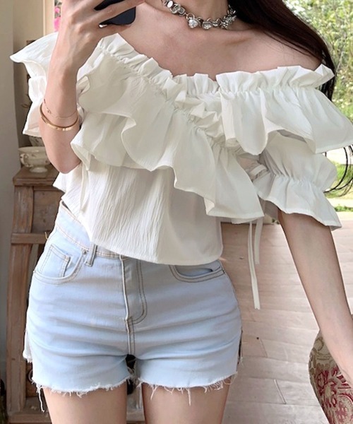 Riff（リフ）の「フリルオフショル トップス（シャツ/ブラウス）」 - WEAR