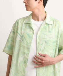 a.v.v | 【接触冷感/速乾】マーブルプリントシャツ(五分袖)(シャツ/ブラウス)