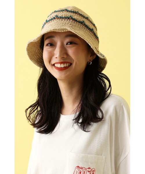RODEO CROWNS WIDE BOWL(ロデオクラウンズワイドボウル)の「Ryu Ambe Knit HAT(ハット・レディース・ベージュ/ライトグリーン/ブラック・FREE)」の3枚目の写真