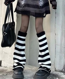 ALTROSE | Y2K ビッグシルエット 韓国 レッグカバー レッグウォーマー  ボーダー ニット(レッグウォーマー)
