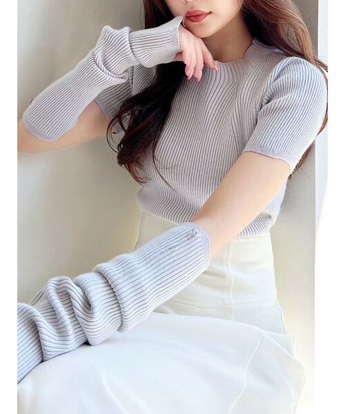 RESEXXY（リゼクシー）の「アームウォーマーニット（ニット/セーター・レディース・ブルー/アイボリー/ブラック/ブラウン・FREE）」の4枚目の写真