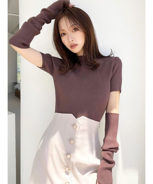 RESEXXY（リゼクシー）の「アームウォーマーニット（ニット/セーター・レディース・ブルー/アイボリー/ブラック/ブラウン・FREE）」の5枚目の写真