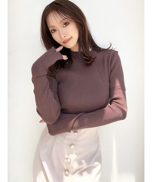 RESEXXY（リゼクシー）の「アームウォーマーニット（ニット/セーター・レディース・ブルー/アイボリー/ブラック/ブラウン・FREE）」の7枚目の写真