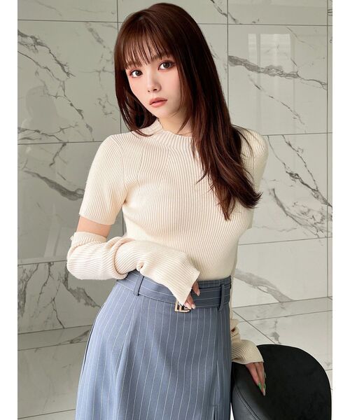 RESEXXY（リゼクシー）の「アームウォーマーニット（ニット/セーター・レディース・ブルー/アイボリー/ブラック/ブラウン・FREE）」の10枚目の写真