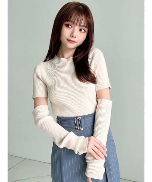 RESEXXY（リゼクシー）の「アームウォーマーニット（ニット/セーター・レディース・ブルー/アイボリー/ブラック/ブラウン・FREE）」の12枚目の写真