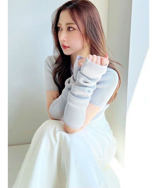 RESEXXY（リゼクシー）の「アームウォーマーニット（ニット/セーター・レディース・ブルー/アイボリー/ブラック/ブラウン・FREE）」の14枚目の写真