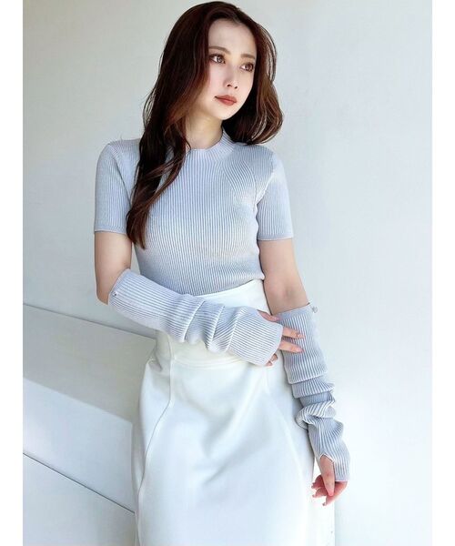 RESEXXY（リゼクシー）の「アームウォーマーニット（ニット/セーター・レディース・ブルー/アイボリー/ブラック/ブラウン・FREE）」の17枚目の写真