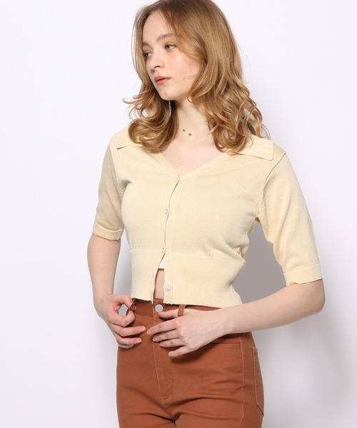 FOREVER 21(フォーエバー トゥエンティーワン)の「ビッグカラーサマーニットカーディガン(カーディガン/ボレロ・レディース・ブラック/ホワイト・SMALL/MEDIUM)」の2枚目の写真