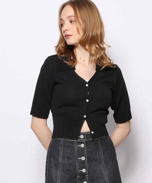 FOREVER 21(フォーエバー トゥエンティーワン)の「ビッグカラーサマーニットカーディガン(カーディガン/ボレロ・レディース・ブラック/ホワイト・SMALL/MEDIUM)」の21枚目の写真