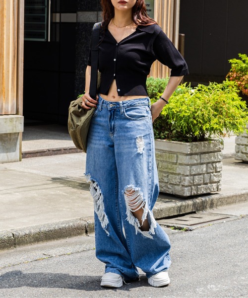 FOREVER 21(フォーエバー トゥエンティーワン)の「ビッグカラーサマーニットカーディガン(カーディガン/ボレロ・レディース・ブラック/ホワイト・SMALL/MEDIUM)」の22枚目の写真