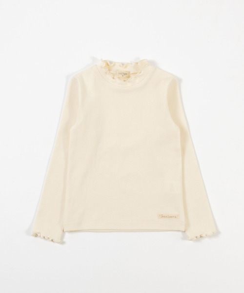 trois lapins kp（トロワラパンケーピー）の「微起毛フライスストレッチ 長袖Tシャツ(100~160cm)（Tシャツ/カットソー・キッズ・ピンク/オフホワイト/ブラック・140cm/130cm/120cm/110cm/150cm/100cm/160cm）」の2枚目の写真