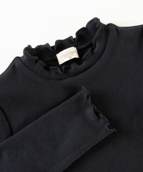 trois lapins kp（トロワラパンケーピー）の「微起毛フライスストレッチ 長袖Tシャツ(100~160cm)（Tシャツ/カットソー・キッズ・ピンク/オフホワイト/ブラック・140cm/130cm/120cm/110cm/150cm/100cm/160cm）」の6枚目の写真