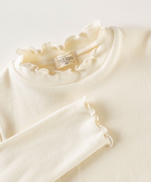 trois lapins kp（トロワラパンケーピー）の「微起毛フライスストレッチ 長袖Tシャツ(100~160cm)（Tシャツ/カットソー・キッズ・ピンク/オフホワイト/ブラック・140cm/130cm/120cm/110cm/150cm/100cm/160cm）」の4枚目の写真