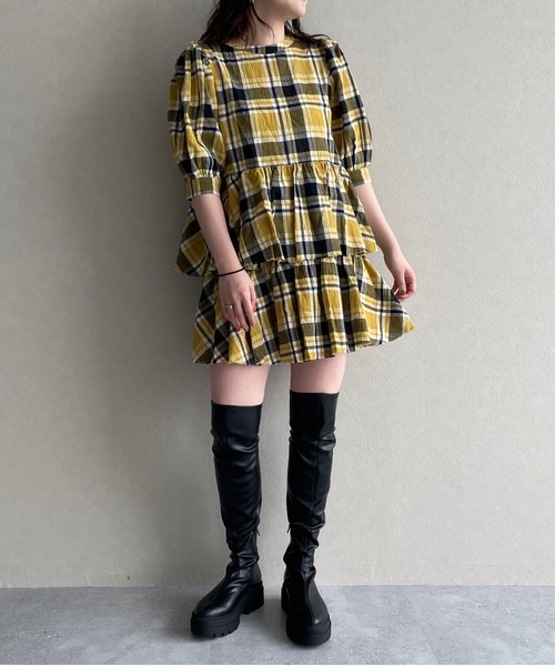 LOWRYS FARM（ローリーズファーム）の「チェックフリルチュニックロングスリーブ　964835（シャツ/ブラウス・レディース・ブルー/イエロー・FREE）」の10枚目の写真