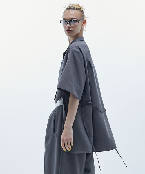 STUDIOUS（ステュディオス）の「【STUDIOUS/ステュディオス】オープンカラーシャツ〈セットアップ対応〉（シャツ/ブラウス・レディース・ブラック/グレー/ダークブルー・FREE）」の14枚目の写真