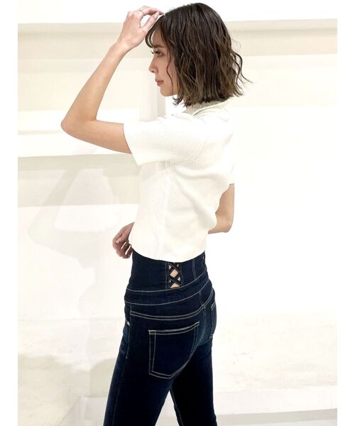 GYDA（ジェイダ）の「GGスライダーダブルファスナーニットトップス（ニット/セーター・レディース・ブラック/オフホワイト/ライトグリーン・FREE）」の10枚目の写真