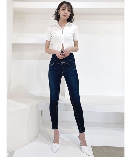 GYDA（ジェイダ）の「GGスライダーダブルファスナーニットトップス（ニット/セーター・レディース・ブラック/オフホワイト/ライトグリーン・FREE）」の11枚目の写真