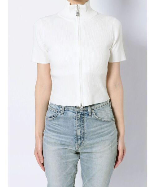 GYDA（ジェイダ）の「GGスライダーダブルファスナーニットトップス（ニット/セーター・レディース・ブラック/オフホワイト/ライトグリーン・FREE）」の13枚目の写真