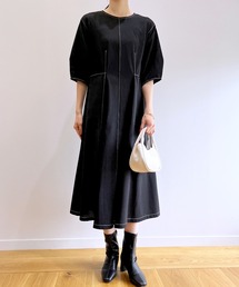 OPAQUE.CLIP | 配色ステッチカットソーロングワンピース【洗濯機洗い可】(ワンピース)