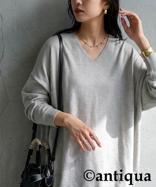 antiqua（アンティカ）の「長袖 無地 ハイゲージニット（ニット/セーター・レディース・レッド/ブルー/杢グレー/マスタード/グリーン/アイボリー/ベージュ系その他/コバルトブルー/ブラック/ネイビー系1/ピンク系その他2/ピンク系その他3/ピンク系その他4/レッド系その他2/レッド系その他3/ネイビー系/ベージュ系その他2/ベージュ系その他3/ブルー系その他2/ブルー系その他3/イエロー系その他2/イエロー系その他3/ホワイト系その他2/ホワイト系その他3/ブラック系その他2/ブラック系その他3/グレー系その他2/グレー系その他3/ブルー系その他/イエロー系その他/ピンク系その他/レッド系その他/オートミール/ホワイト系その他/ブラック系その他/グレー系その他/モスグリーン・FREE）」の13枚目の写真