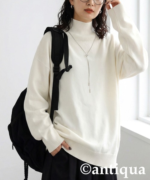 antiqua（アンティカ）の「長袖 無地 ハイゲージニット（ニット/セーター・レディース・レッド/ブルー/杢グレー/マスタード/グリーン/アイボリー/ベージュ系その他/コバルトブルー/ブラック/ネイビー系1/ピンク系その他2/ピンク系その他3/ピンク系その他4/レッド系その他2/レッド系その他3/ネイビー系/ベージュ系その他2/ベージュ系その他3/ブルー系その他2/ブルー系その他3/イエロー系その他2/イエロー系その他3/ホワイト系その他2/ホワイト系その他3/ブラック系その他2/ブラック系その他3/グレー系その他2/グレー系その他3/ブルー系その他/イエロー系その他/ピンク系その他/レッド系その他/オートミール/ホワイト系その他/ブラック系その他/グレー系その他/モスグリーン・FREE）」の3枚目の写真