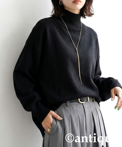antiqua（アンティカ）の「長袖 無地 ハイゲージニット（ニット/セーター・レディース・レッド/ブルー/杢グレー/マスタード/グリーン/アイボリー/ベージュ系その他/コバルトブルー/ブラック/ネイビー系1/ピンク系その他2/ピンク系その他3/ピンク系その他4/レッド系その他2/レッド系その他3/ネイビー系/ベージュ系その他2/ベージュ系その他3/ブルー系その他2/ブルー系その他3/イエロー系その他2/イエロー系その他3/ホワイト系その他2/ホワイト系その他3/ブラック系その他2/ブラック系その他3/グレー系その他2/グレー系その他3/ブルー系その他/イエロー系その他/ピンク系その他/レッド系その他/オートミール/ホワイト系その他/ブラック系その他/グレー系その他/モスグリーン・FREE）」の6枚目の写真
