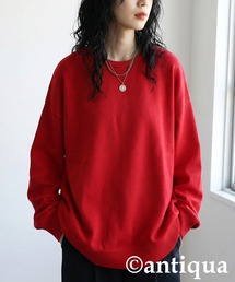 ニット/セーター（レッド/赤色系・クルーネック(丸首)）ファッション