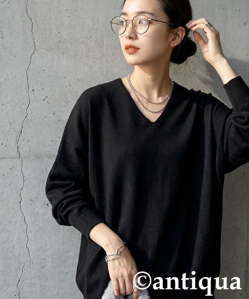 antiqua（アンティカ）の「長袖 無地 ハイゲージニット（ニット/セーター・レディース・レッド/ブルー/杢グレー/マスタード/グリーン/アイボリー/ベージュ系その他/コバルトブルー/ブラック/ネイビー系1/ピンク系その他2/ピンク系その他3/ピンク系その他4/レッド系その他2/レッド系その他3/ネイビー系/ベージュ系その他2/ベージュ系その他3/ブルー系その他2/ブルー系その他3/イエロー系その他2/イエロー系その他3/ホワイト系その他2/ホワイト系その他3/ブラック系その他2/ブラック系その他3/グレー系その他2/グレー系その他3/ブルー系その他/イエロー系その他/ピンク系その他/レッド系その他/オートミール/ホワイト系その他/ブラック系その他/グレー系その他/モスグリーン・FREE）」の7枚目の写真