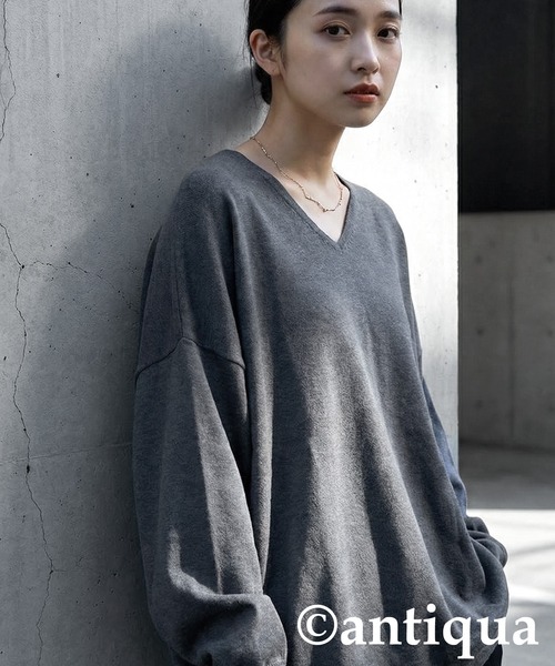 antiqua（アンティカ）の「長袖 無地 ハイゲージニット（ニット/セーター・レディース・レッド/ブルー/杢グレー/マスタード/グリーン/アイボリー/ベージュ系その他/コバルトブルー/ブラック/ネイビー系1/ピンク系その他2/ピンク系その他3/ピンク系その他4/レッド系その他2/レッド系その他3/ネイビー系/ベージュ系その他2/ベージュ系その他3/ブルー系その他2/ブルー系その他3/イエロー系その他2/イエロー系その他3/ホワイト系その他2/ホワイト系その他3/ブラック系その他2/ブラック系その他3/グレー系その他2/グレー系その他3/ブルー系その他/イエロー系その他/ピンク系その他/レッド系その他/オートミール/ホワイト系その他/ブラック系その他/グレー系その他/モスグリーン・FREE）」の11枚目の写真