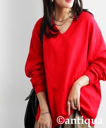 JUSGLITTY - ほぼ新品❤️長袖ゆるVニット【赤】 Amazon | [YOMORIO] セーター レディース 秋 冬 ストライプ