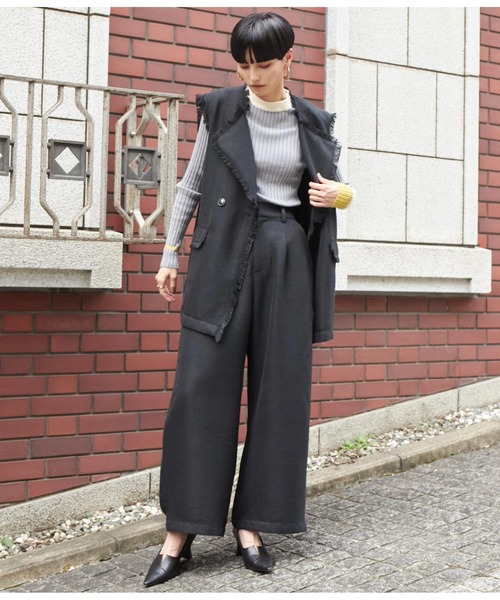 Settimissimo（セッティミッシモ）の「ツイードタックワイドパンツ（その他パンツ・レディース・ブラック/ベージュ・FREE）」の6枚目の写真