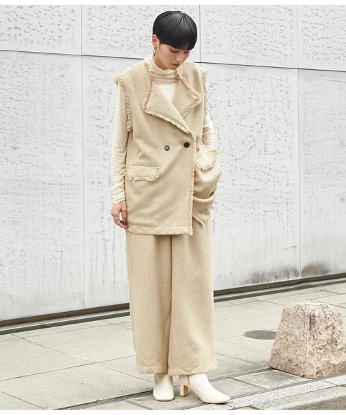 Settimissimo（セッティミッシモ）の「ツイードタックワイドパンツ（その他パンツ・レディース・ブラック/ベージュ・FREE）」の13枚目の写真