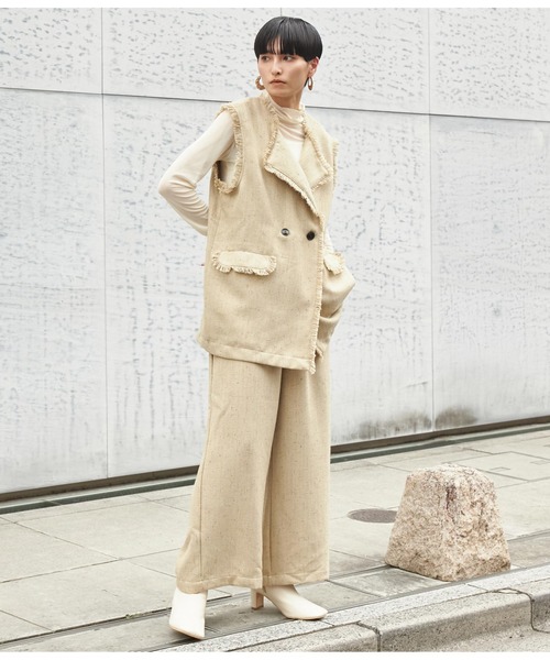 Settimissimo（セッティミッシモ）の「ツイードタックワイドパンツ（その他パンツ・レディース・ブラック/ベージュ・FREE）」の14枚目の写真