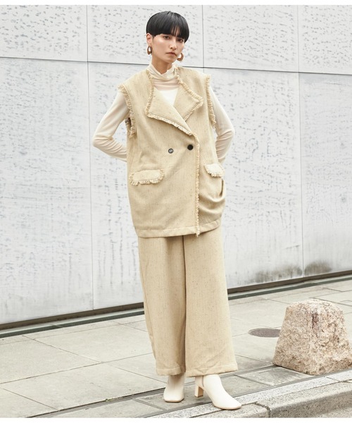 Settimissimo（セッティミッシモ）の「ツイードタックワイドパンツ（その他パンツ・レディース・ブラック/ベージュ・FREE）」の15枚目の写真